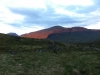 Back at camp with the sunset hitting the Munros